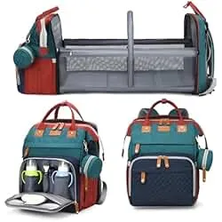 Jeryswet Baby Diaper Bags with Changing Station, Waterproof Large Capacity Diaper Bag Backpack for Moms Dads with USB Charging Port and Stroller Straps, Baby Shower Gifts, RGB