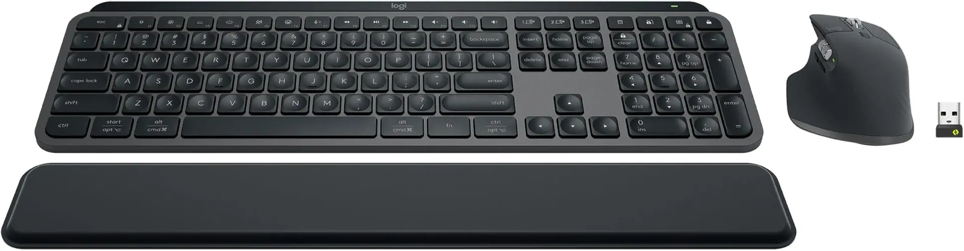 MX Keys S Combo - Performance Wireless Keyboard and Mouse with Palm Rest, Customizable Illumination, Fast Scrolling, Bluetooth, USB C, for Windows, Linux, Chrome, Mac