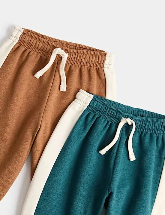 2 Pack Cotton Rich Side Stripe Joggers (0-5 Yrs)