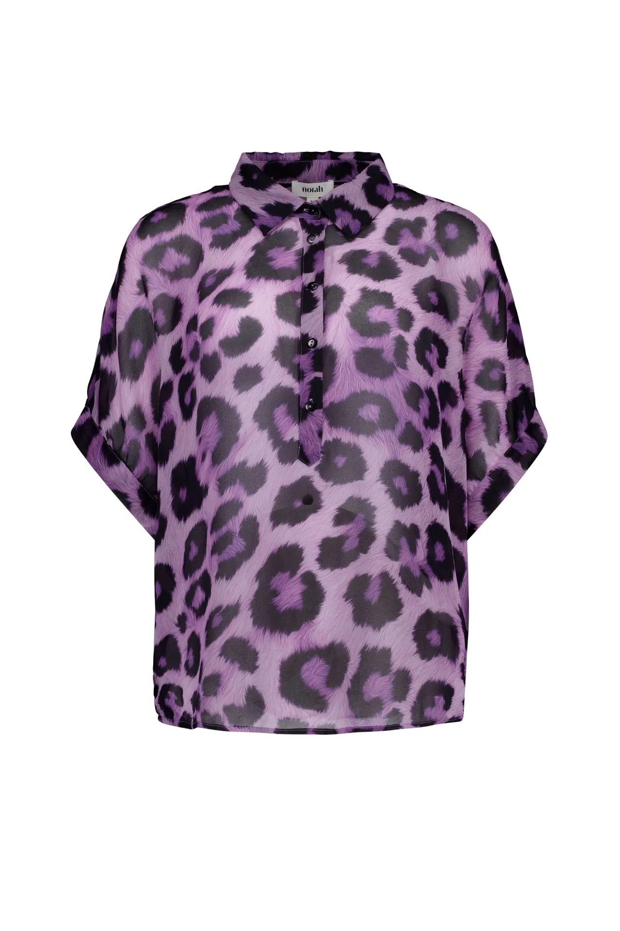 Paarse blouse met luipaardprint