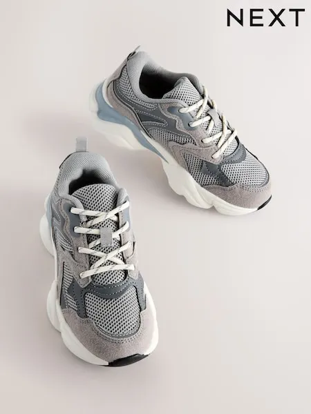 Grey Lace Up Trainers
