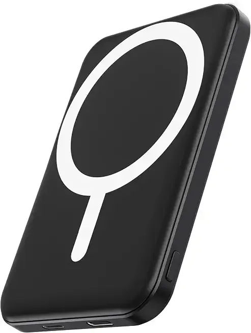 podoru for Magsafe Battery Pack, 5000mAh Magnetic Power Bank with Type-C Cable 20W PD Fast Charging Lighting Input Wireless Portable Charger for iPhone 17/16/15/14/13/12/ All Series-Black