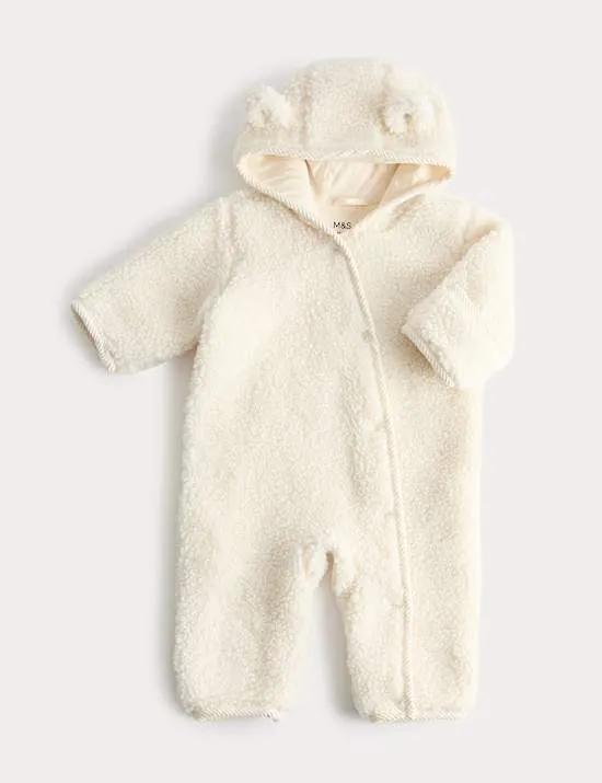 Schneeanzug aus Borg mit Kapuze (0–1 Jahre)