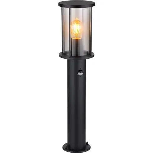 Außen-Wegeleuchte - schwarz matt - rauchfarben - mit Sensor - 60 cm