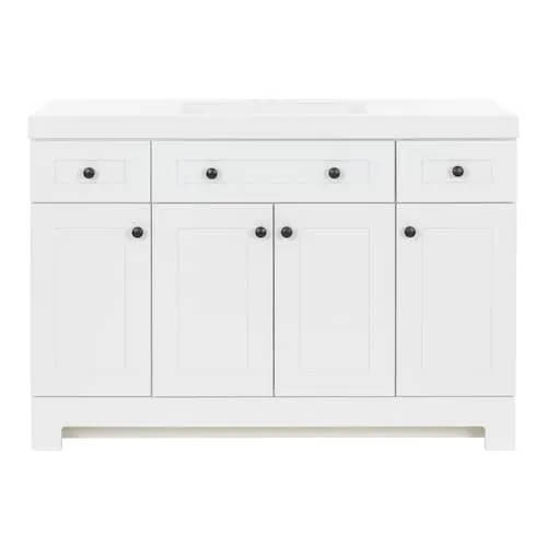 Everdean 48-inch W Bathroom Vanity in White with Cultured Marble Sink Top