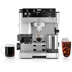 Ninja Luxe Café Premier 3-in-1 Espresso Machine, Drip Coffee, & Rapid Cold Brew | Built-in Coffee Grinder, Hands-Free Milk Frother, Assisted Tamper for Cappuccinos & Lattes | Stainless Steel | ES601