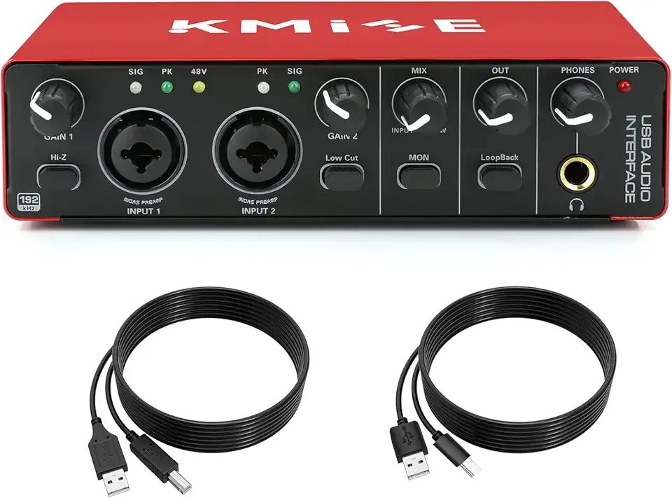 Kmise USB Audio Interface for Guitarists, Vocalists, Podcasters or playback studio quality sound