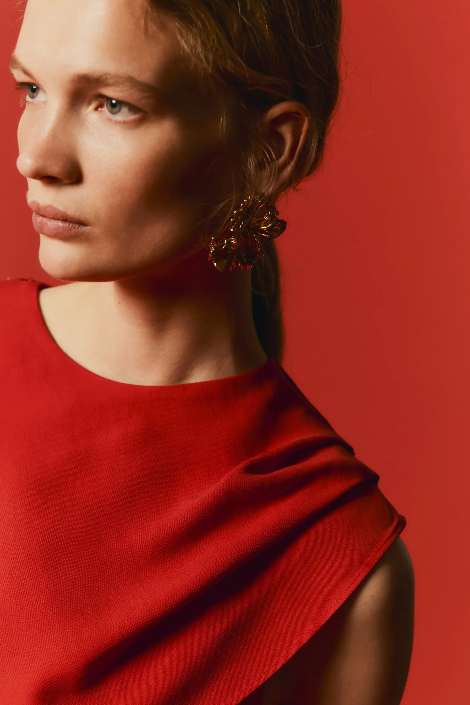 Asymmetric cape-detail blouse