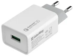 ColorWay AC nabíječka 1xUSB QC3.0 18W, bílá