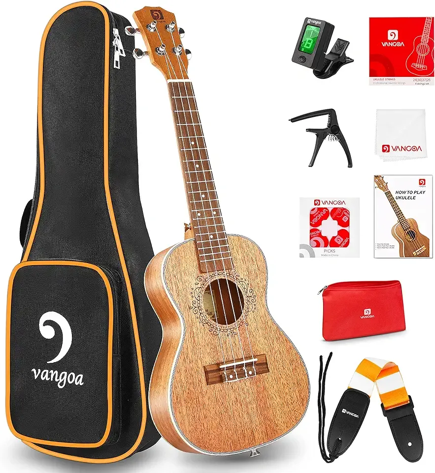 Ukulele Concert Mahogany Bundle 23 inch Ukelele for Beginners Adults Professional Four String Wooden Hawaiian Starter Uke Kit, by Vangoa