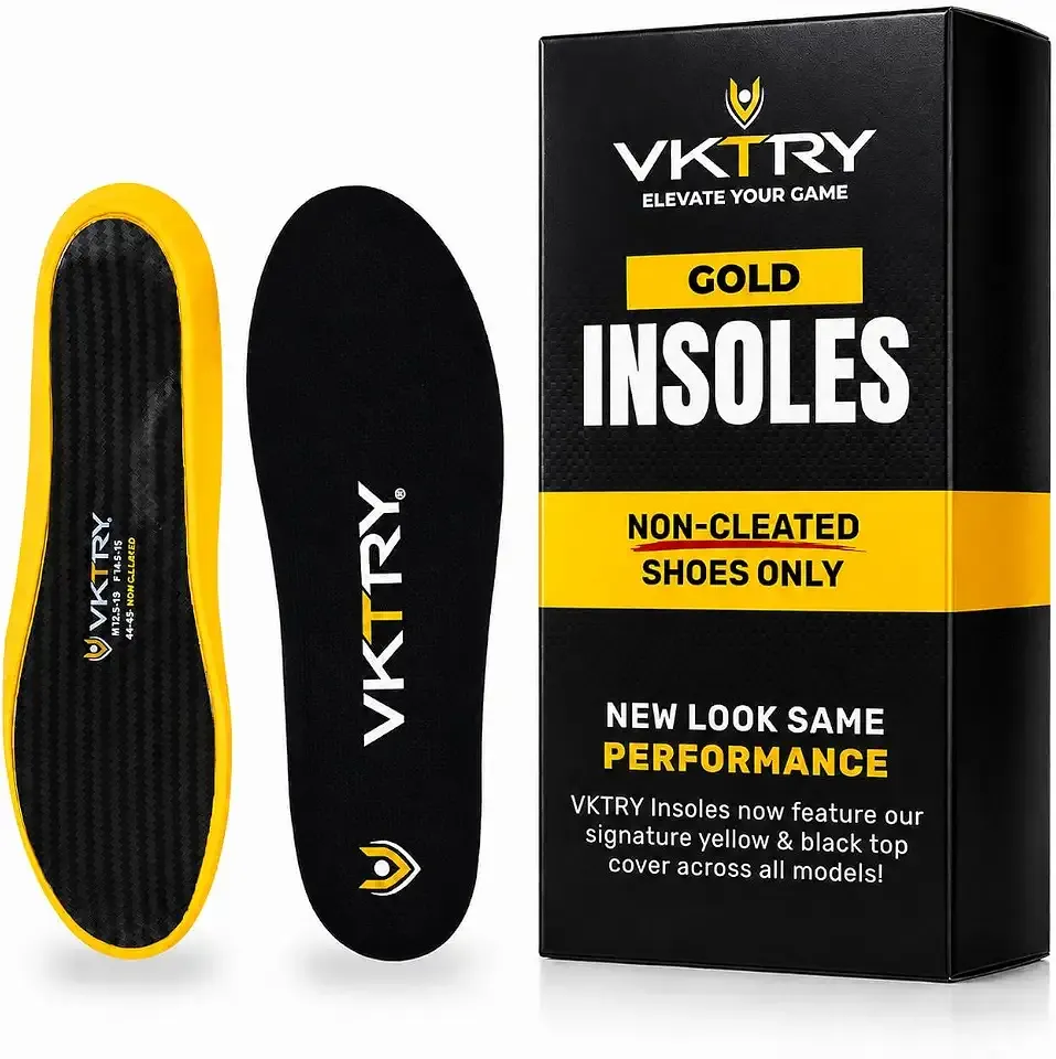 VKTRY Gold for Non-Cleated Shoes - Carbon Fiber Performance Insoles - Customized Athletic Inserts for Sports Basketball Volleyball Running & More | Shock Absorption US M9.5-10, W11.5-12, 171-220lbs