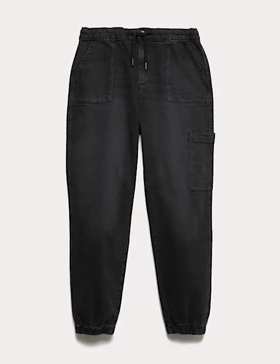 Denim-Jeans mit hohem Baumwollanteil und Kordelzug (6–16 J.)