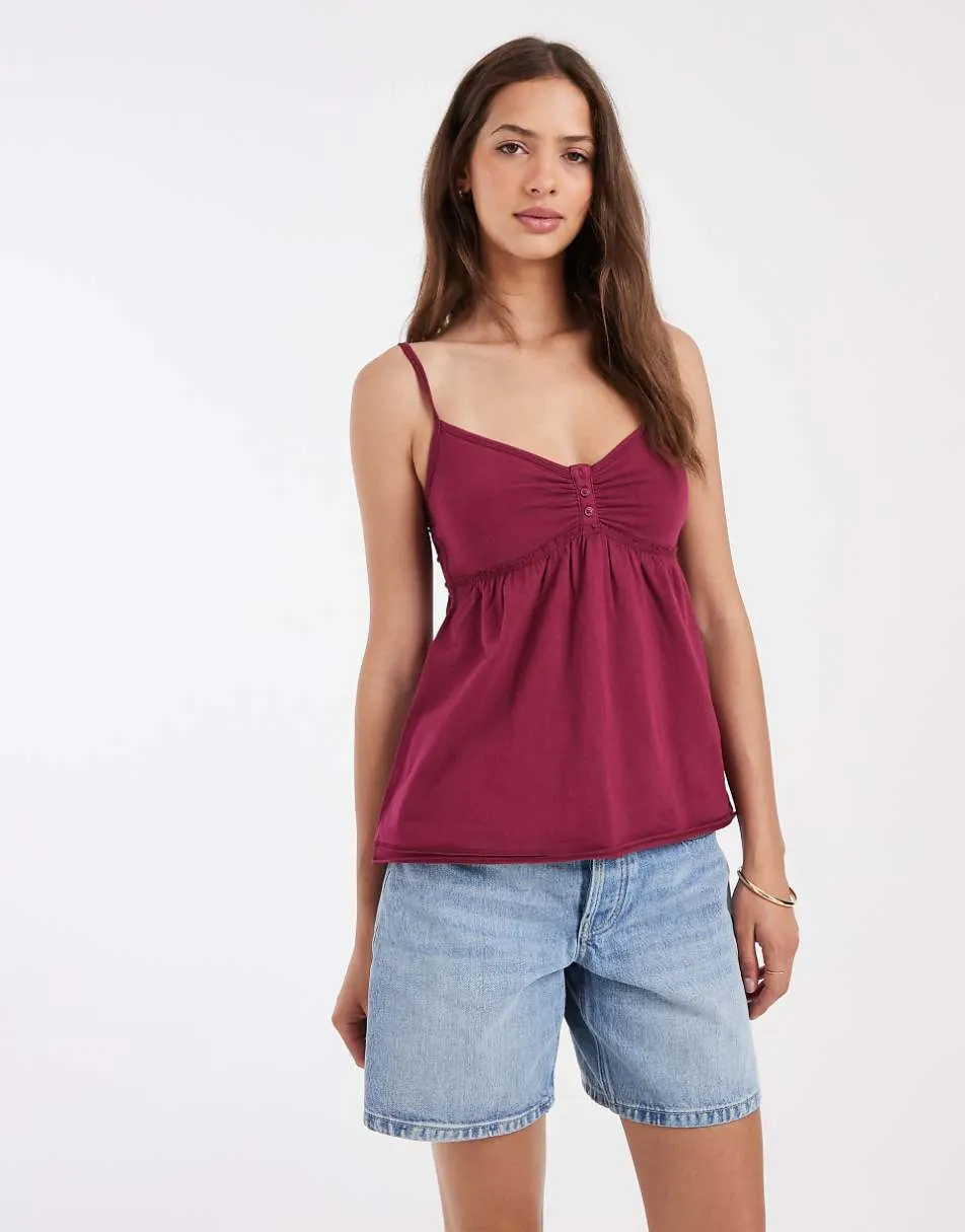 Hollister babydoll cami in dark pink