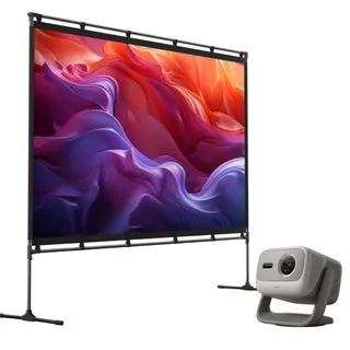 JMGO N3 4K UHD Triple Laser Google TV Smart Projector Bundle with 100" Portable Screen