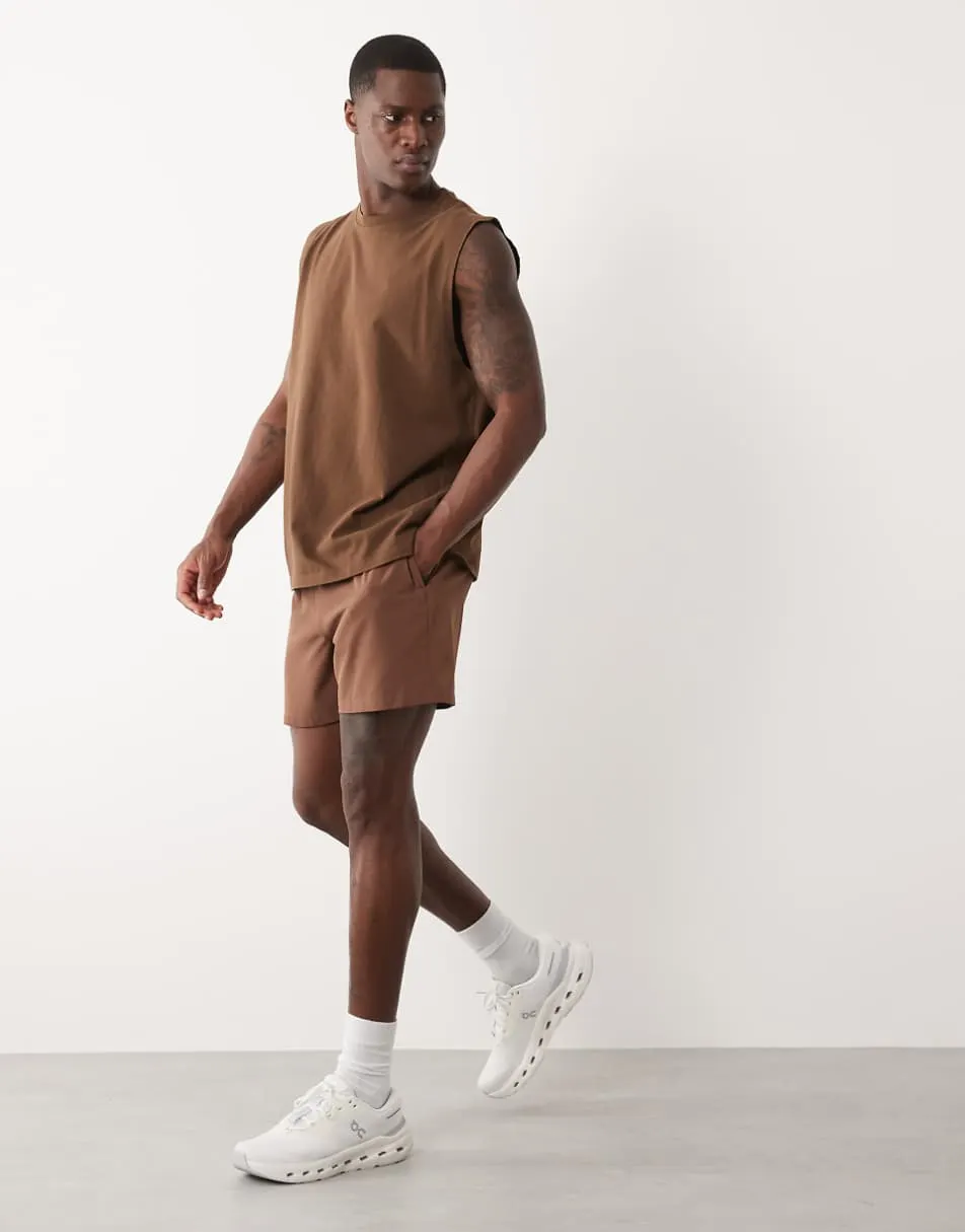 4505 Icon cotton oversized pump training tank with quick dry finish in washed light brown