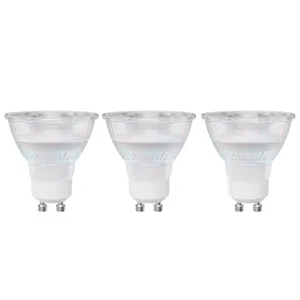 Pack de 3 bombillas LED GU10 850 lúmenes 7.4W color de la luz blanco frío 6500K CRI 89-80 luz natural y fiel IP20 protegido contra polvo y agua clase energética D