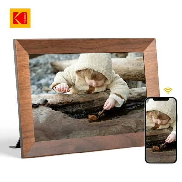 Kodak 10-inch WIFI Digital Picture Frame with 32GB Storage, IPS Touch Screen, Gift for Loved One – Wood