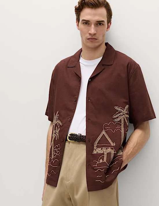 Relaxed Fit Embroidered Short Sleeve Shirt