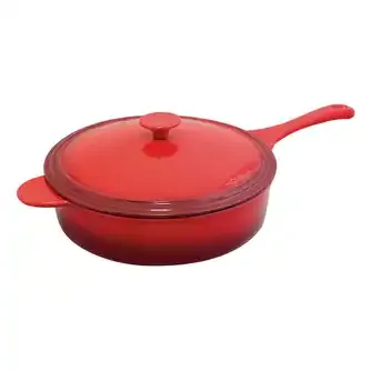 Simon Gault Enamel Cast Iron Frypan with Lid Red 30cm