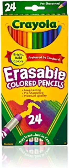 Crayola Erasable Colored Pencils for Kids, 24ct Drawing Coloring Pencils