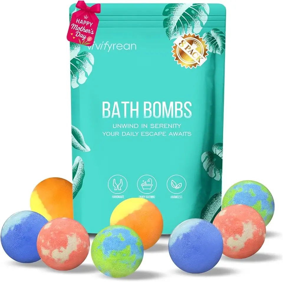 Bath Bombs for Women & Men, 8 Organic Handmade Bath Bombs, Gift Sets for Women, Girls, Men, Audlts, Relaxation Home SPA Bubble Bath, Self Care for Wife, Girlfriend, Husband, Easter Basket Stuffers