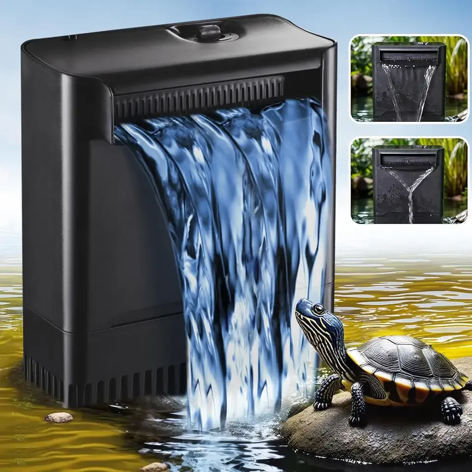 290GPH Turtle Tank Filter for 20-85 Gallon, Turtle Filter Low Water Level Available and Flow Adjustable, Turtle Water Filter for Shrimps Amphibians Turtle Tank Saltwater Freshwater Crystal Clear