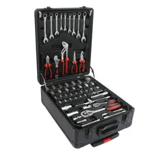 Set utensili fai da te da 899 pezzi con valigetta a 4 cassetti, portautensili con ruote in alluminio e plastica nera per casa, giardino e bricolage