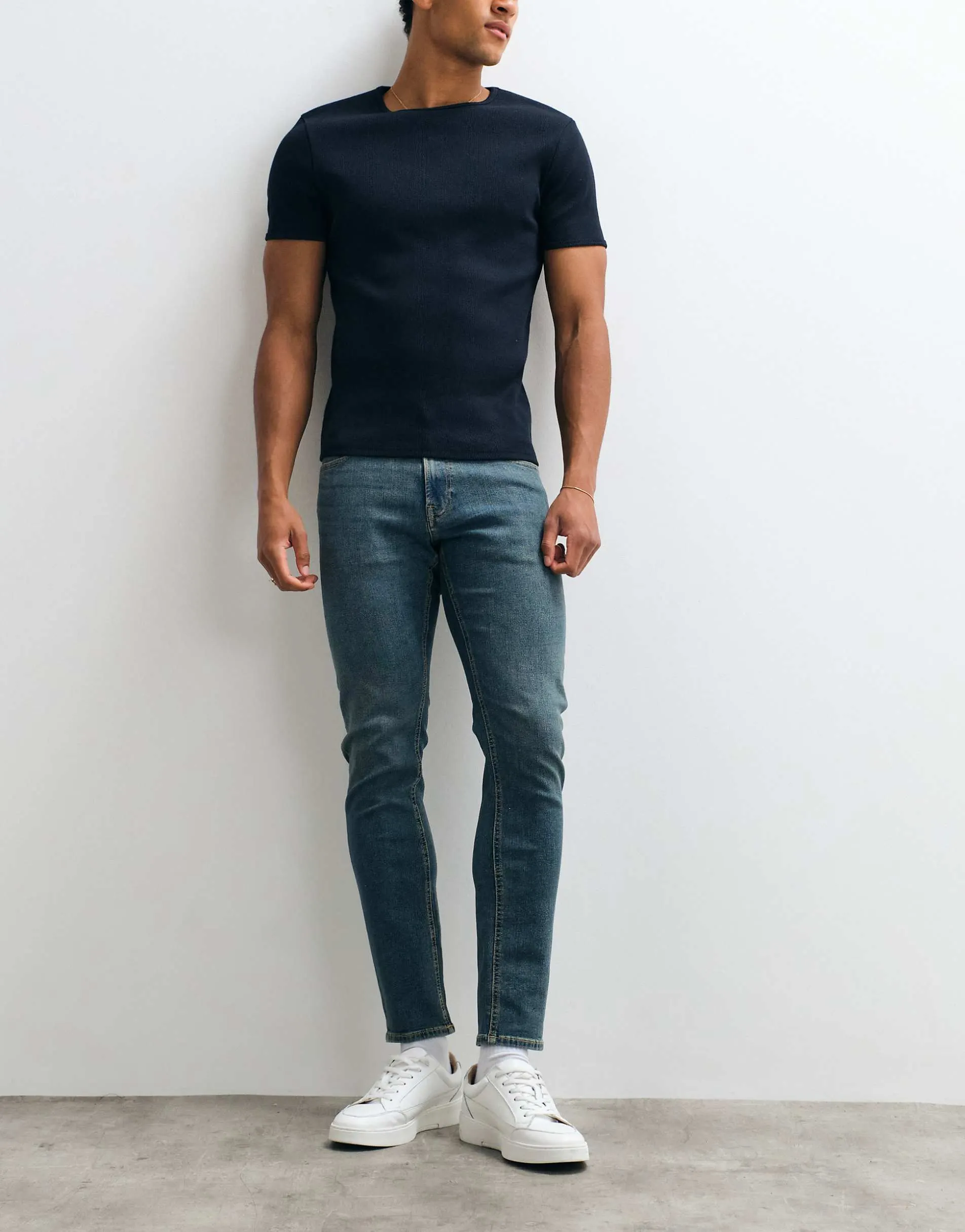 Jack & Jones Glenn slim jeans in mid blue wash