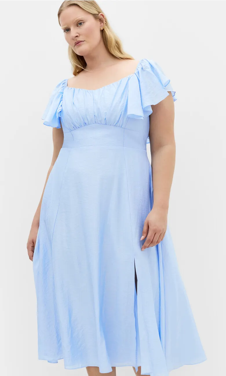 Alisia Tie-Back Midi Dress - sky blue