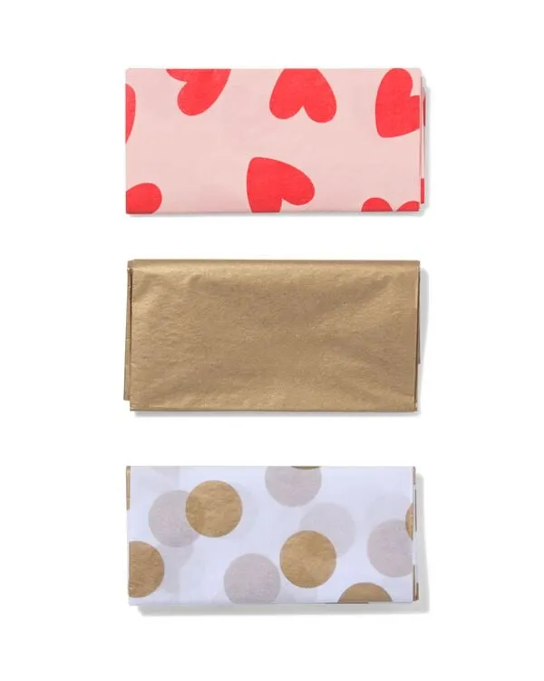 vloeipapier goud-hart - 3 stuks