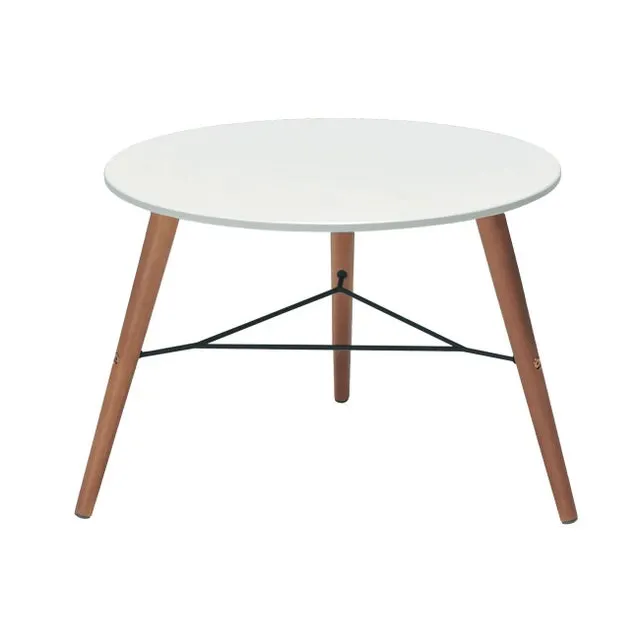 Tavolino da esterno Chamonix in eucalipto con piano in composito bianco per 2 persone 60cm