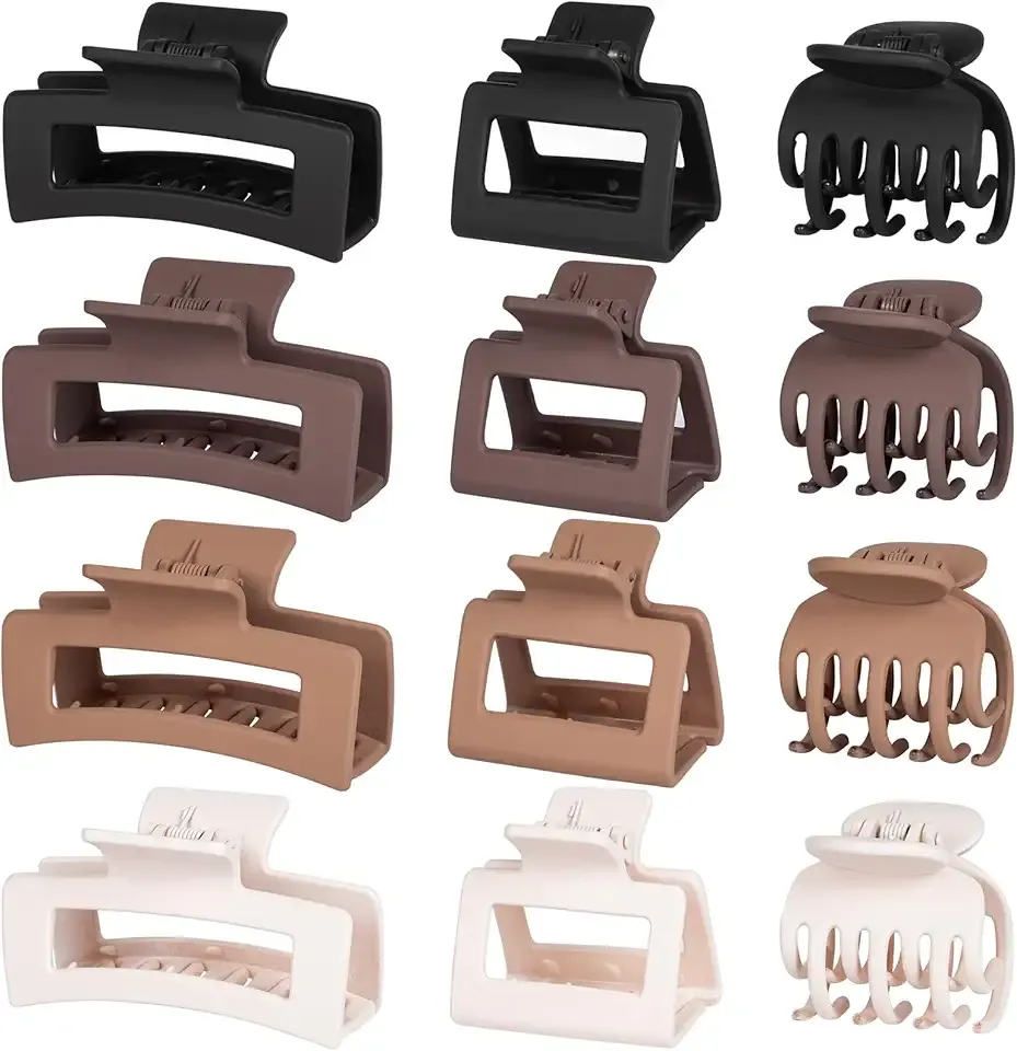 12 Pcs Hair Clips for Women 3 Styles Small Medium Large Claw Clips for Thin Thick Hair, Strong Hold Non-Slip Matte Hair Accessories