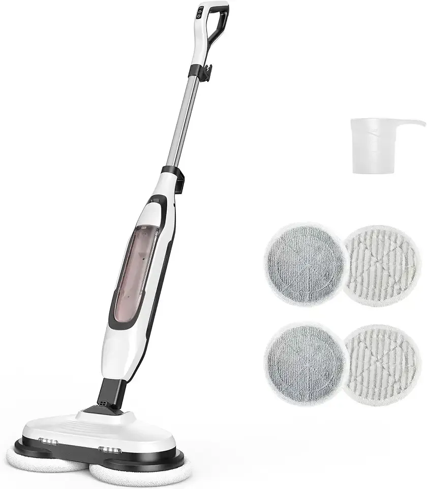 OLIXIS Steam Mop, All-in-One Scrubbing Steam Mops for Floor Cleaning with Rotating Pads, Floor Steamer with 2 LED Lights, 4 Cleaning Modes, Swivel Steering, 16.4 FT Cord, Safe for Hardwood and Tile