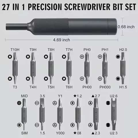 27 in 1 Precision Screwdriver Set Magnetic Bits Pen Style Manual Repair Tools Kit for Eyeglass Watch PC Jewelers Laptop iPhone