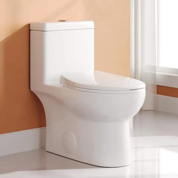 DEERVALLEY Ally 1-​Piece 1.​1/​1.​6 GPF Dual-​Flush Elongated Toilet in Glossy White with Comfort Seat Height (Seat Included)​