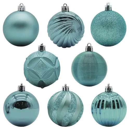 Enchanted Forest® 60mm Turquoise Textured Shatterproof Ornaments - 50 Pack