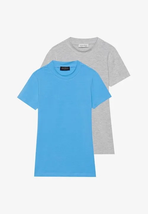 2 PACK - T-shirts med print - light grey/azure blue