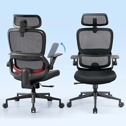 SIHOO B100 SE Ergonomic Office Chair, Desk Chair with Lumbar Support 300lbs | Soft Memory Foam, Flip-up Armrests, Comfy Computer Chair for Home Office, 3-Gear 110°-135° tilt - Black SIHOO B100 SE Ergonomic Office Chair, Desk Chair with…