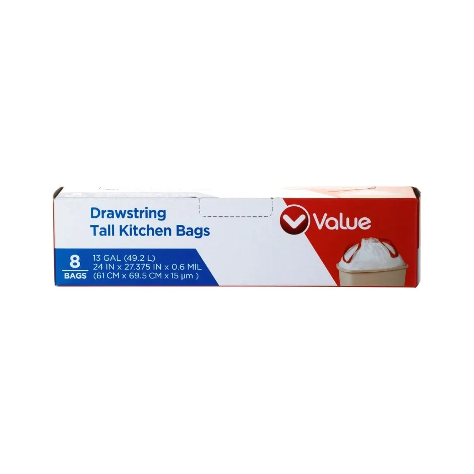 Value 13 Gallon Vanilla Scented Drawstring Tall Trash Bags, 8 ct.