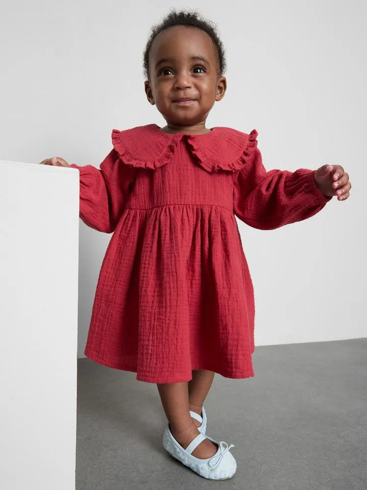 0–18 mois | Robe à smocks avec col et culotte nouveau-né