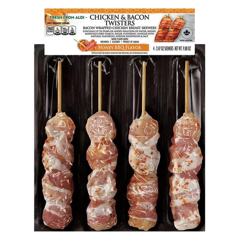 Honey BBQ Flavor Chicken & Bacon Twisters - 4 Skewers