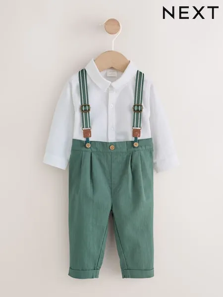 Navy Baby Shirt Trousers and Braces 4 Piece Set (0mths-2yrs)