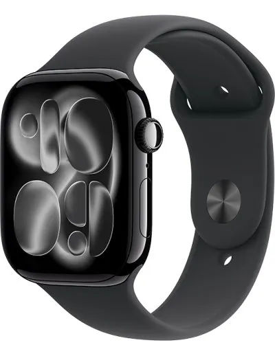 Apple Watch Series 11 GPS + Cellular 46mm klavírně černé hliníkové pouzdro s černým sportovním řemínkem M/L, černá