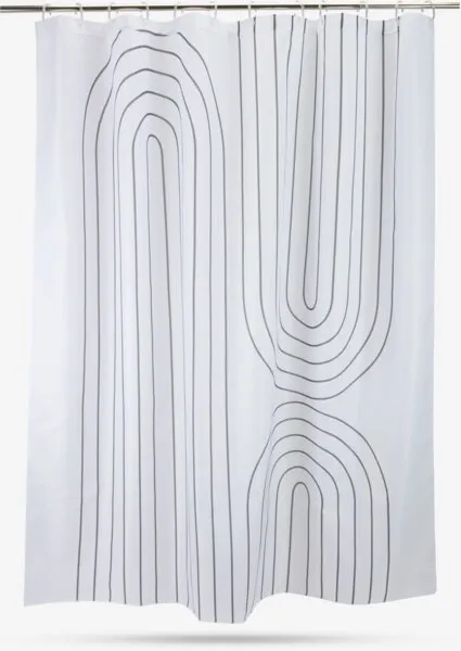Douchegordijn HAKKAS 180x200cm wit/grijs