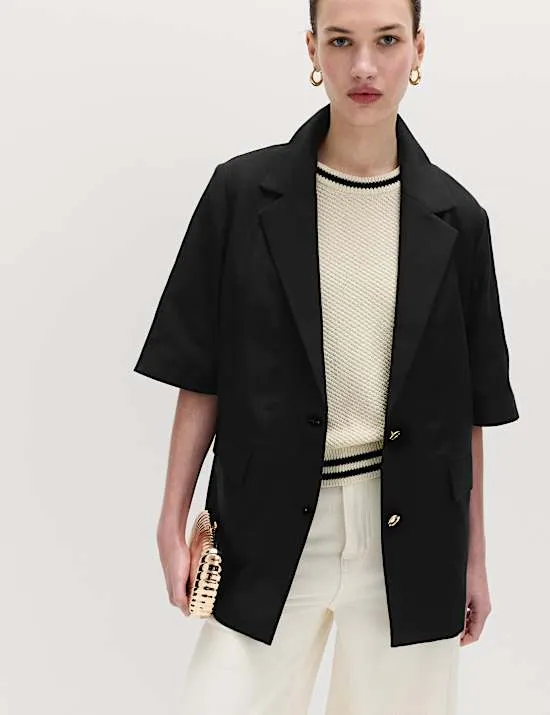 Lyocell Rich Short Sleeve Jacket with Linen