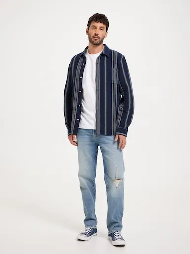 Just Jeans Long Sleeve Textured Stripe Shirt