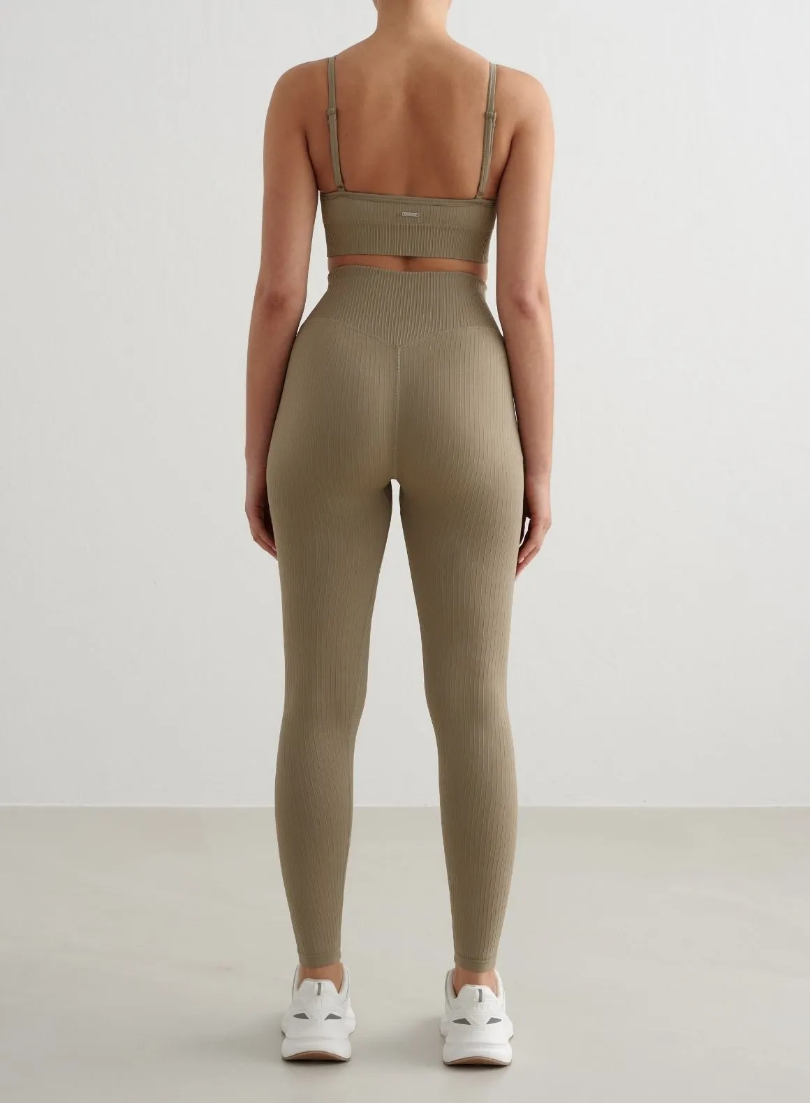 Green Tea Ribbed Seamless Tights