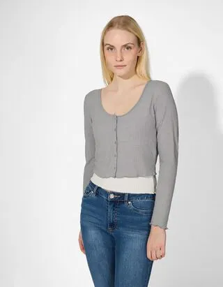 Maglia a manica lunga - Doppio strato - grigio