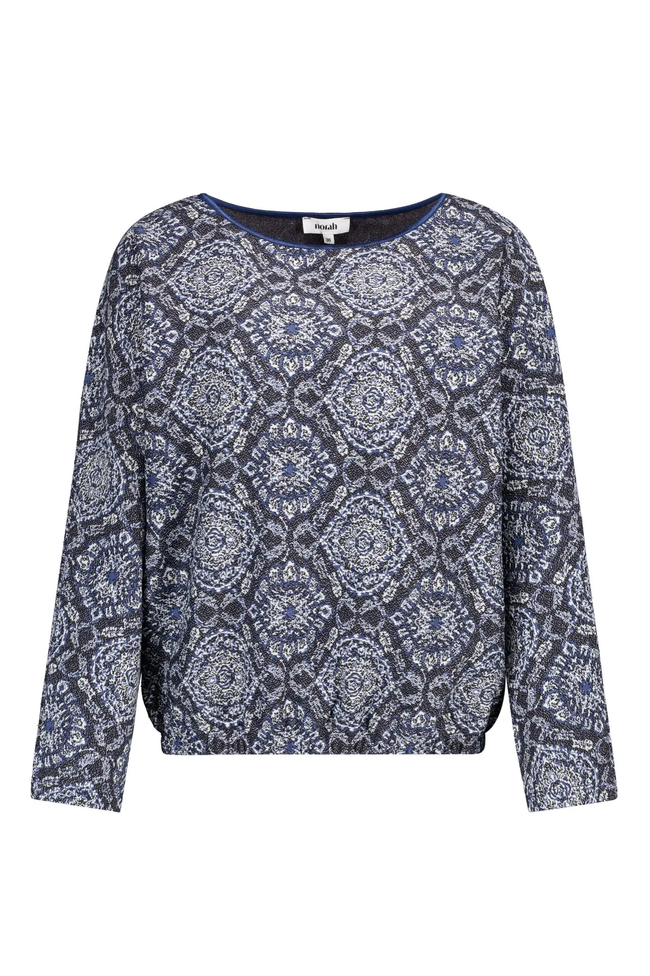 Blauwe trui met grafische print