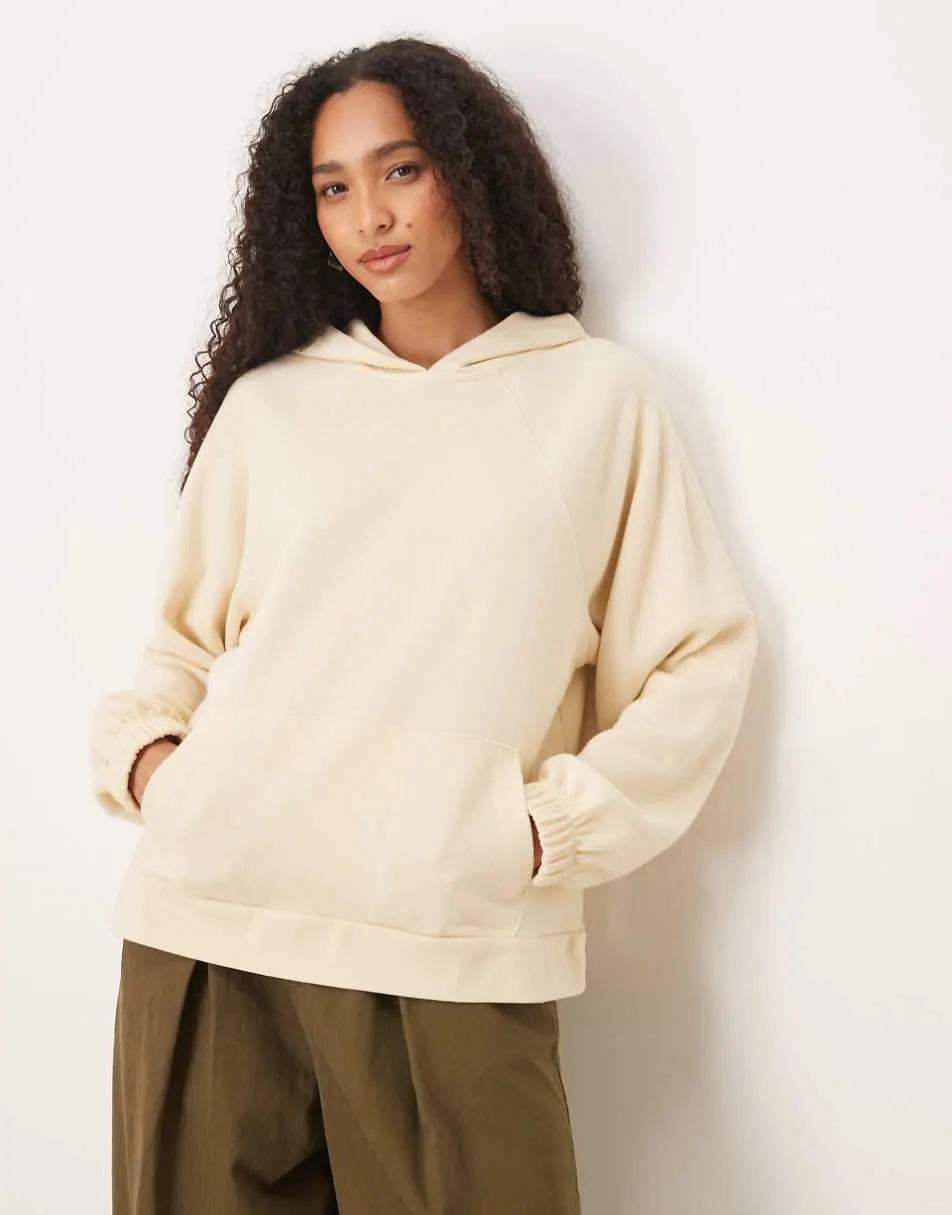 ASOS DESIGN Supersoft raglan sleeve oversized hoodie in warm cream